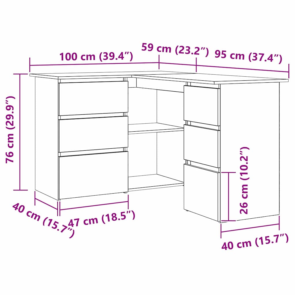 vidaXL Biurko Czarny Dąb 145 x 100 x 76 cm Materiał drewnopochodny