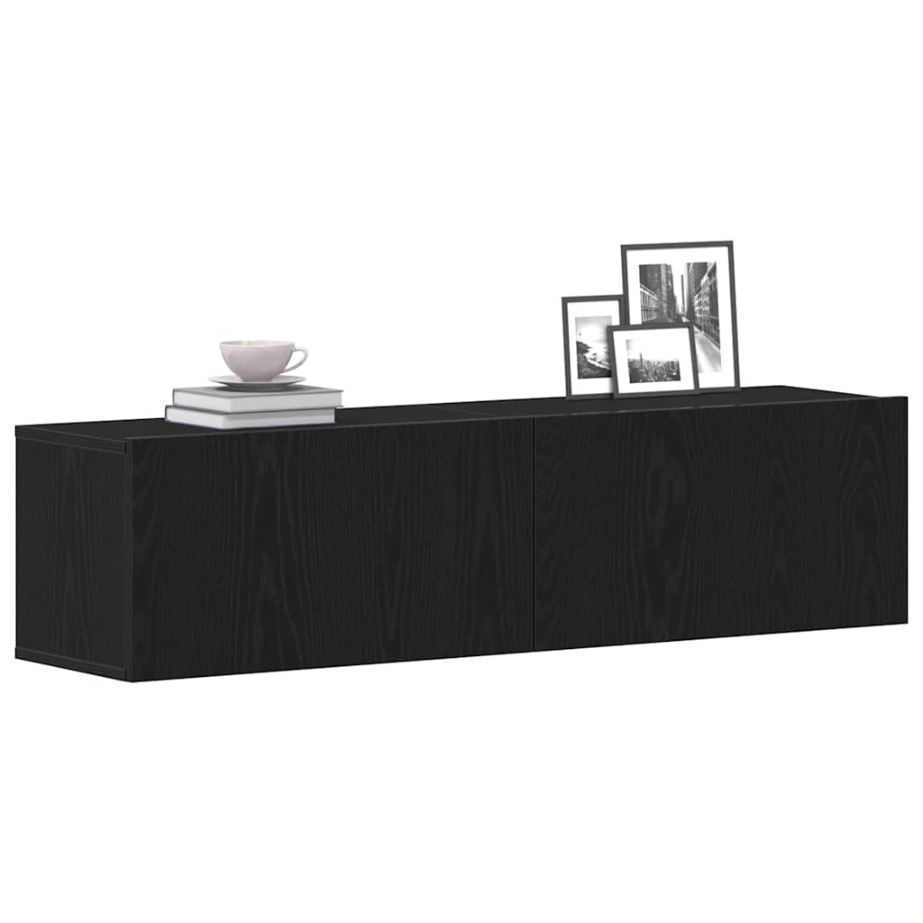 vidaXL Szafka pod TV czarny dąb 120x30x30,5 cm materiał drewnopochodny