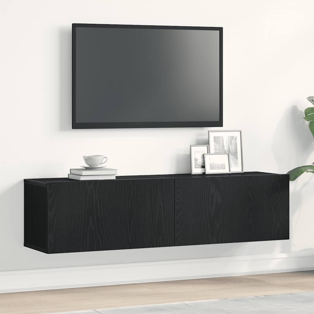 vidaXL Szafka pod TV czarny dąb 120x30x30,5 cm materiał drewnopochodny