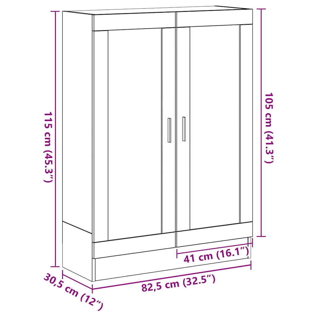 vidaXL Szafka, czarny dąb, 82,5x30,5x115 cm, materiał drewnopochodny