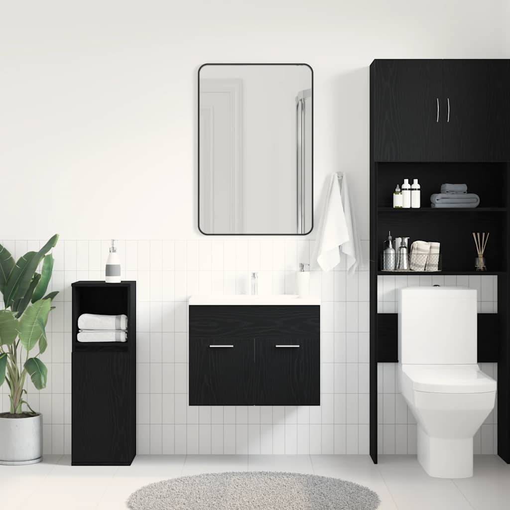 vidaXL Szafka pod umywalkę łazienkową, czarny dąb, 60x38,5x46 cm