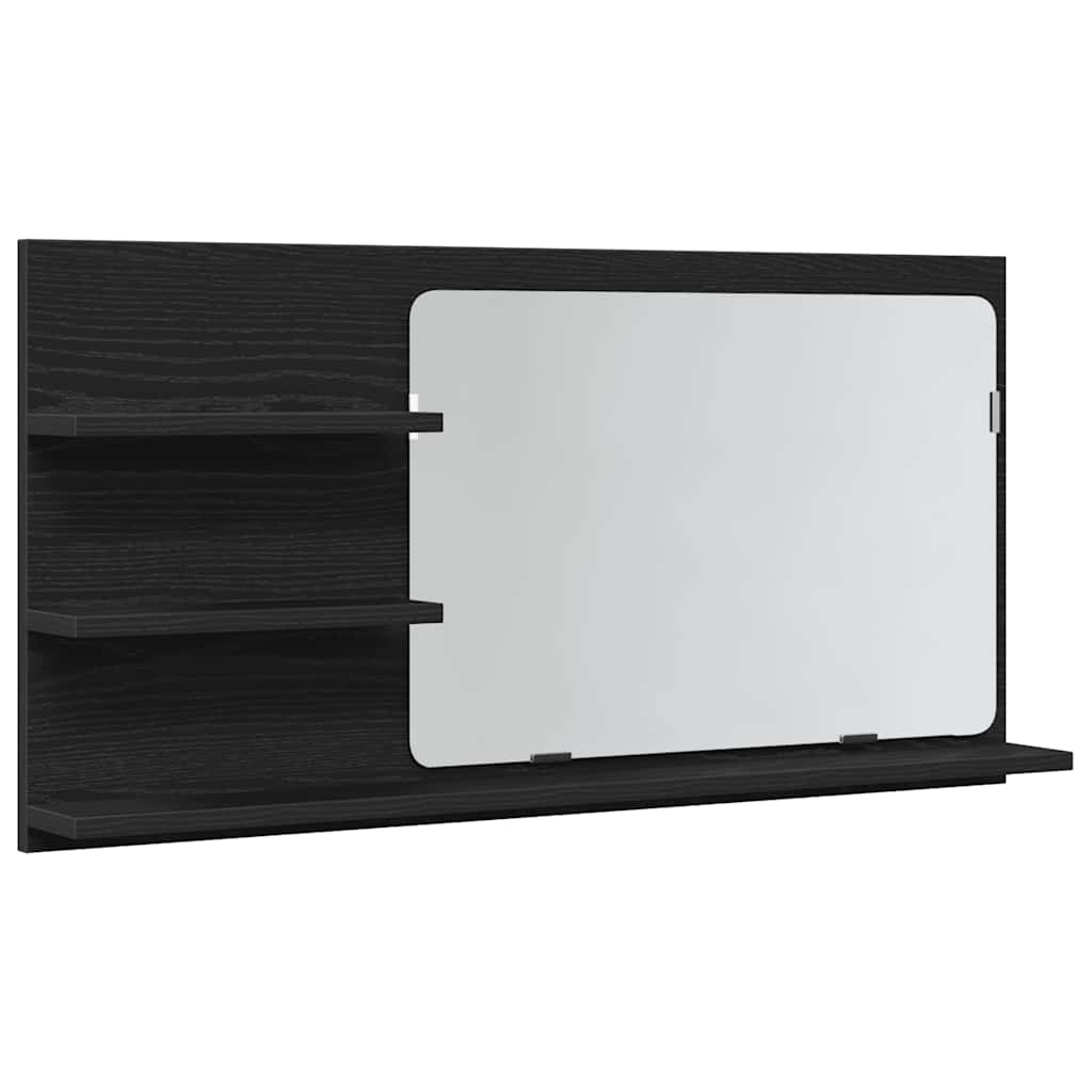vidaXL Szafka łazienkowa z lustrem Czarny dąb 90x11x45 cm Drewno klejone