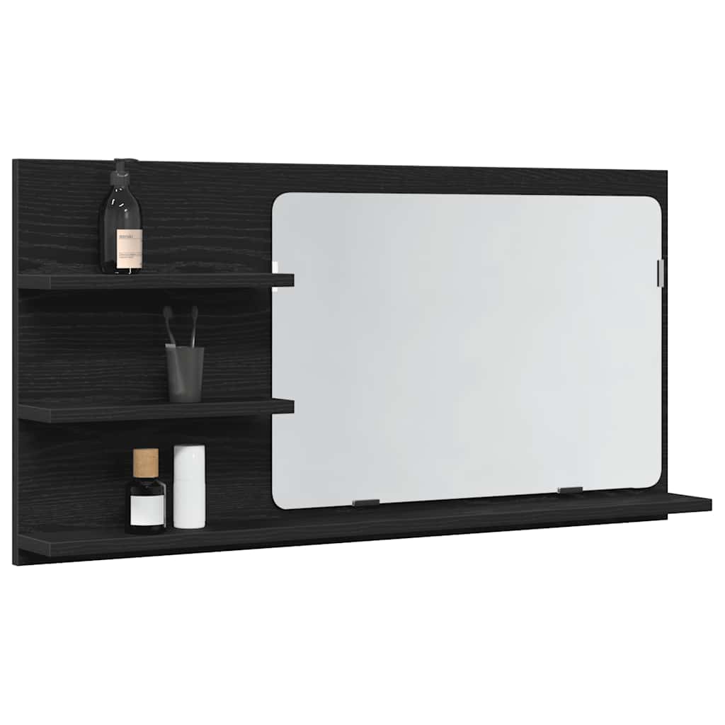 vidaXL Szafka łazienkowa z lustrem Czarny dąb 90x11x45 cm Drewno klejone