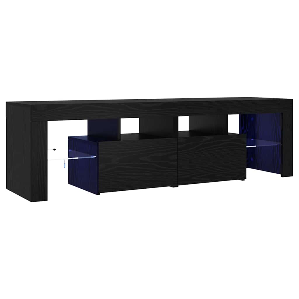 vidaXL Szafka pod TV z oświetleniem LED, czarny dąb, 140x36,5x40 cm