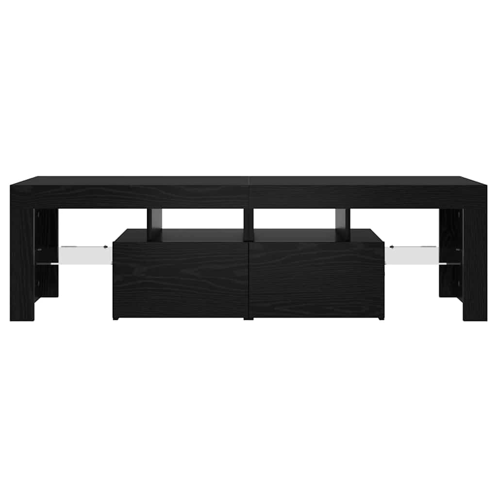 vidaXL Szafka pod TV z oświetleniem LED, czarny dąb, 140x36,5x40 cm