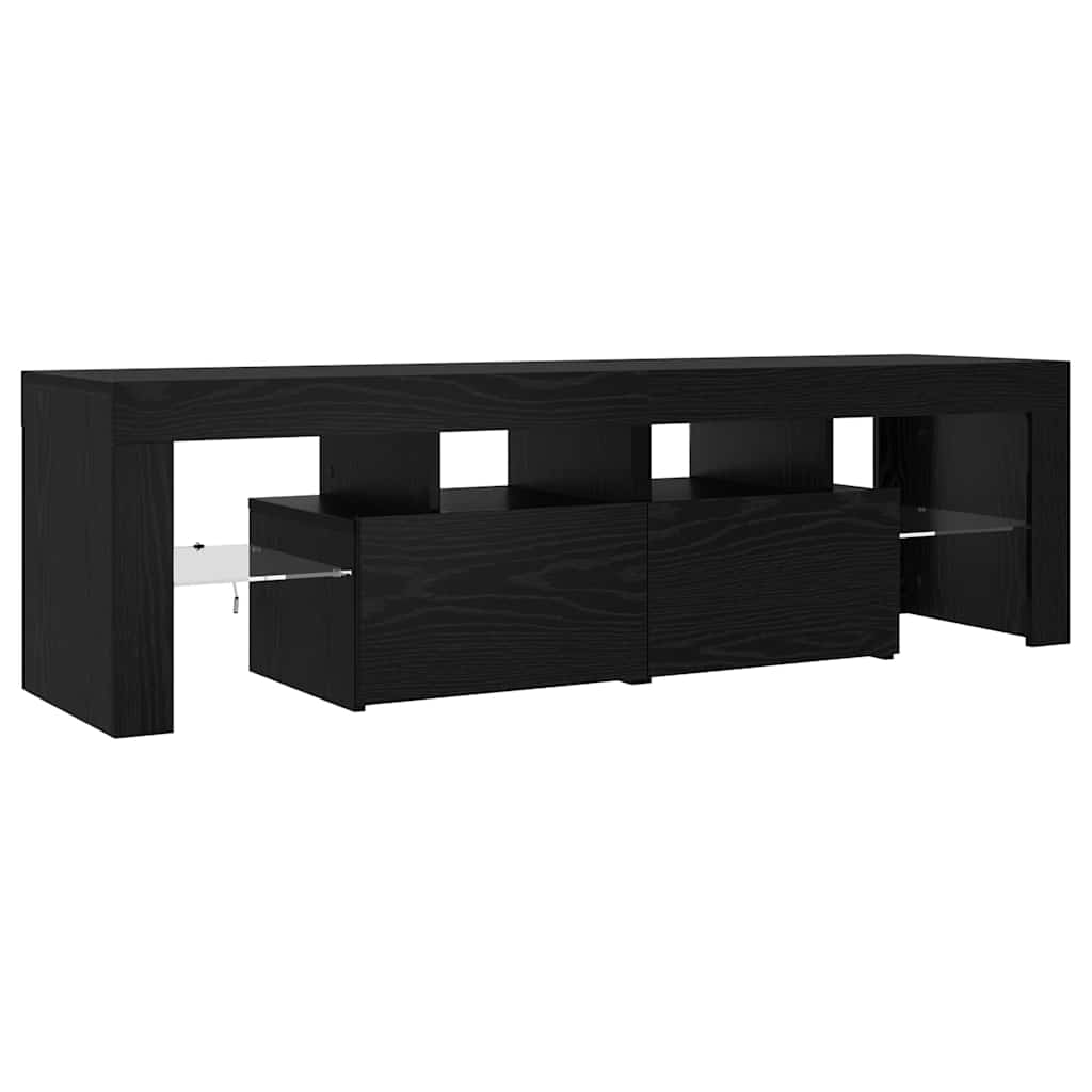 vidaXL Szafka pod TV z oświetleniem LED, czarny dąb, 140x36,5x40 cm