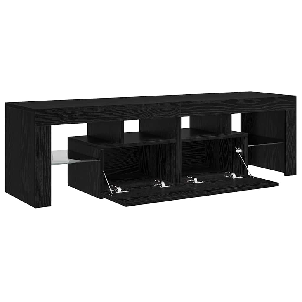 vidaXL Szafka pod TV z oświetleniem LED, czarny dąb, 140x36,5x40 cm