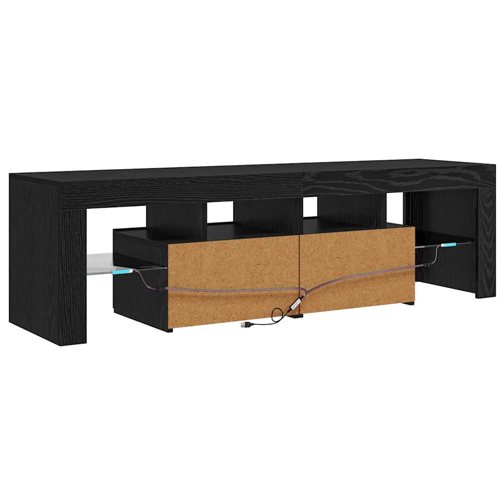 vidaXL Szafka pod TV z oświetleniem LED, czarny dąb, 140x36,5x40 cm