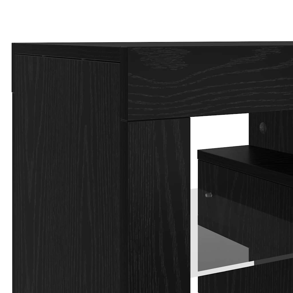 vidaXL Szafka pod TV z oświetleniem LED, czarny dąb, 140x36,5x40 cm