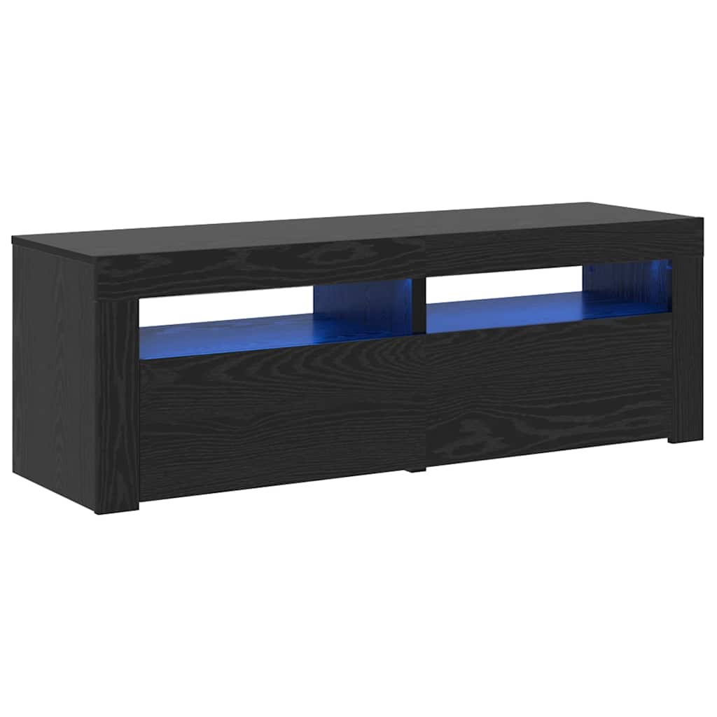 vidaXL Szafka pod TV z oświetleniem LED, czarny dąb, 120x35x40 cm