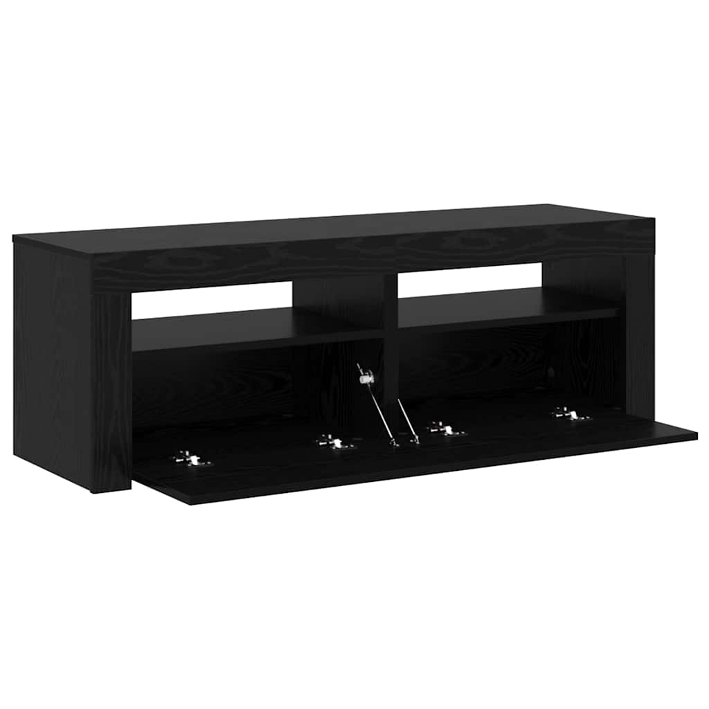 vidaXL Szafka pod TV z oświetleniem LED, czarny dąb, 120x35x40 cm