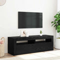 vidaXL Szafka pod TV z oświetleniem LED, czarny dąb, 120x35x40 cm