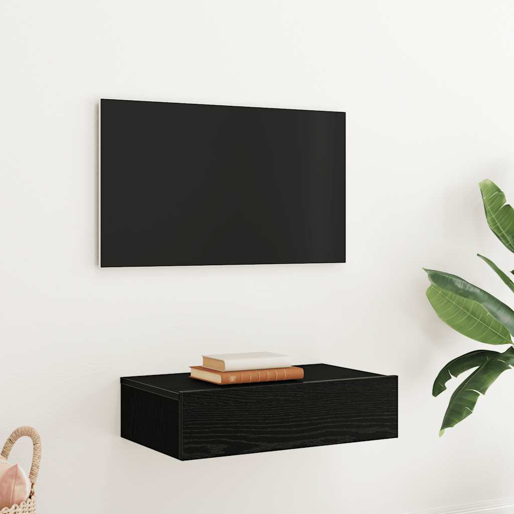 vidaXL Szafka RTV z oświetleniem LED Czarny Dąb 60x35x15,5 cm