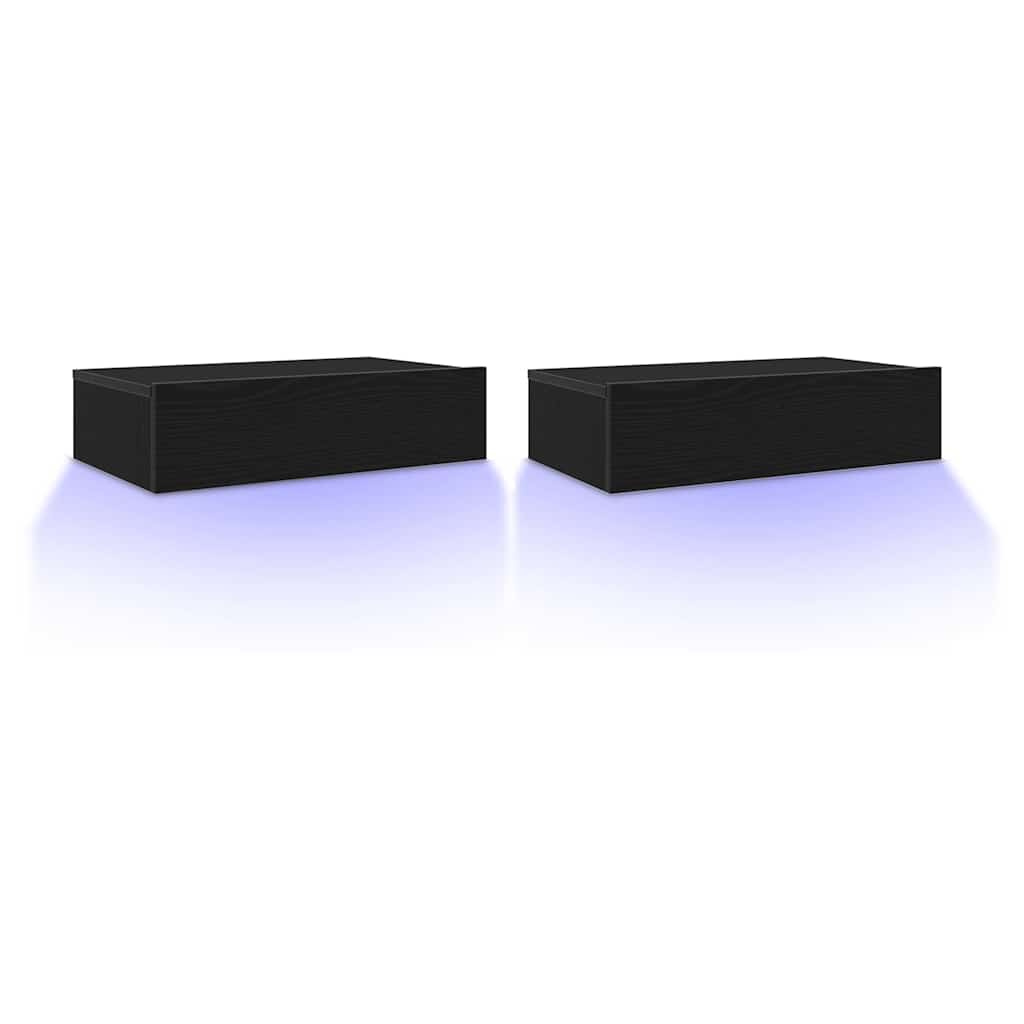 vidaXL Szafki RTV z oświetleniem LED 2 szt. Dąb czarny 60x35x15,5 cm