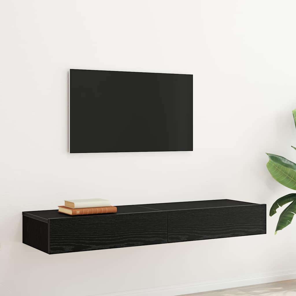 vidaXL Szafki RTV z oświetleniem LED 2 szt. Dąb czarny 60x35x15,5 cm