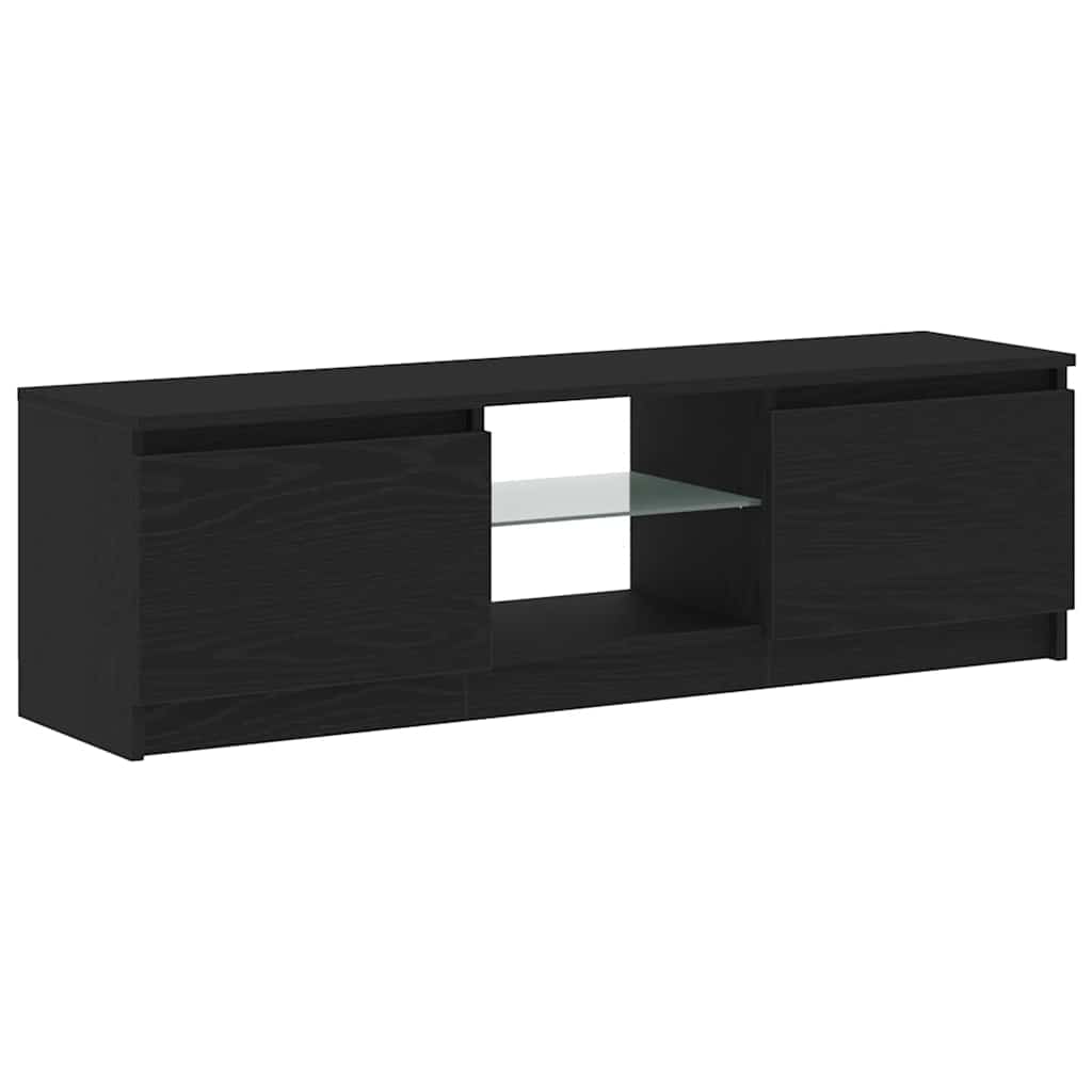 vidaXL Szafka pod TV z oświetleniem LED, czarny dąb, 120x30x36 cm
