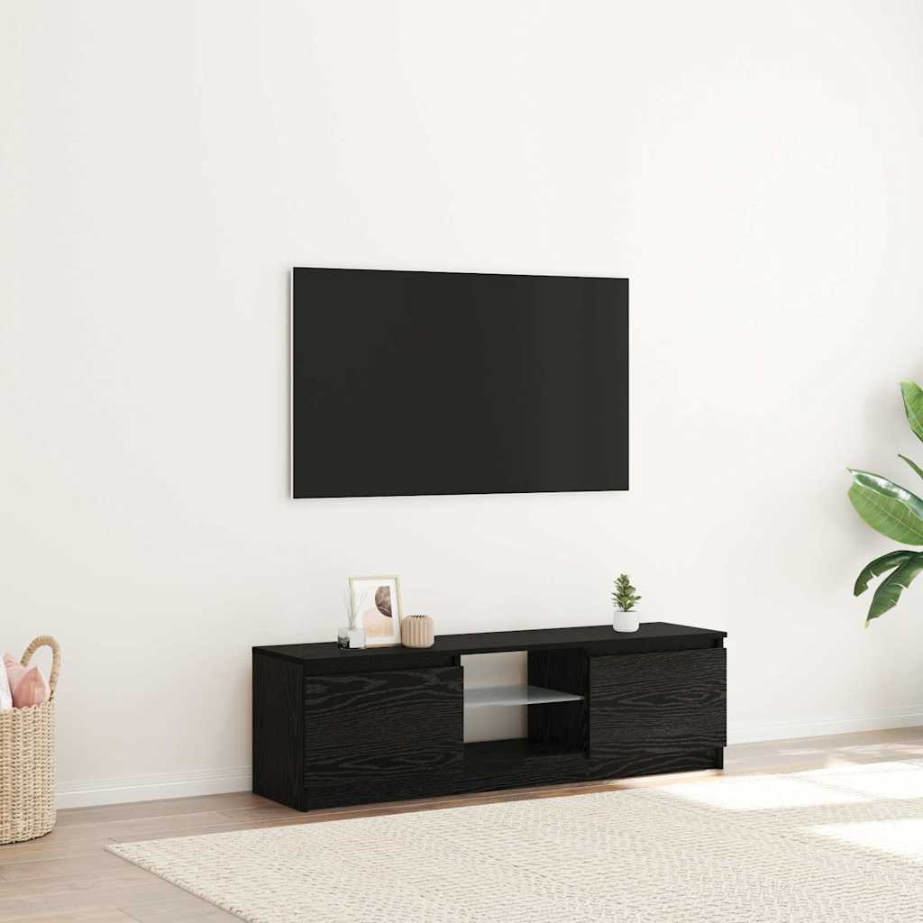 vidaXL Szafka pod TV z oświetleniem LED, czarny dąb, 120x30x36 cm