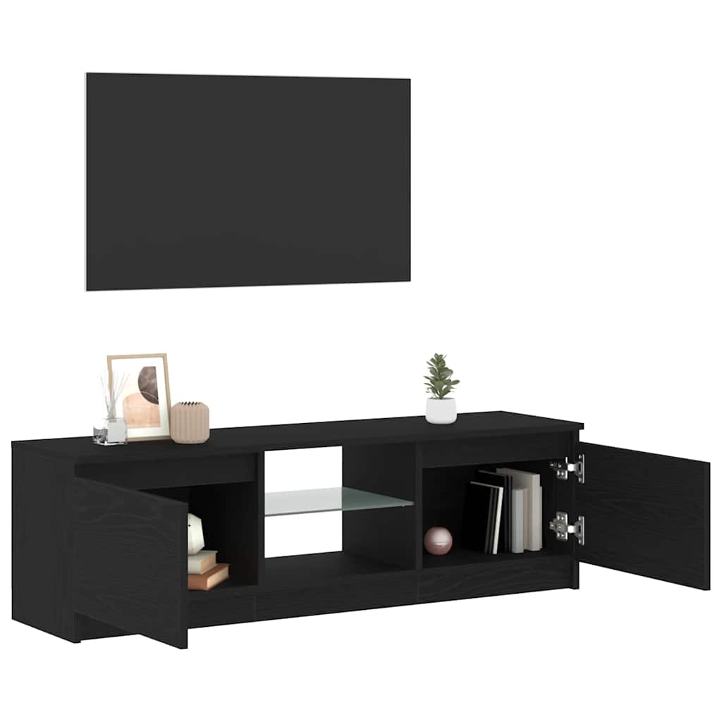 vidaXL Szafka pod TV z oświetleniem LED, czarny dąb, 120x30x36 cm