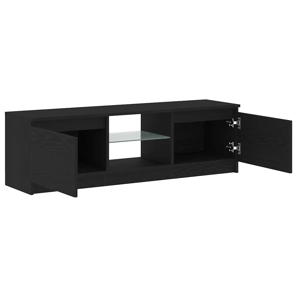vidaXL Szafka pod TV z oświetleniem LED, czarny dąb, 120x30x36 cm