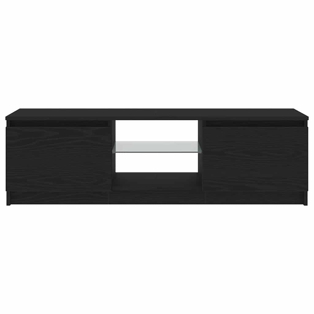 vidaXL Szafka pod TV z oświetleniem LED, czarny dąb, 120x30x36 cm