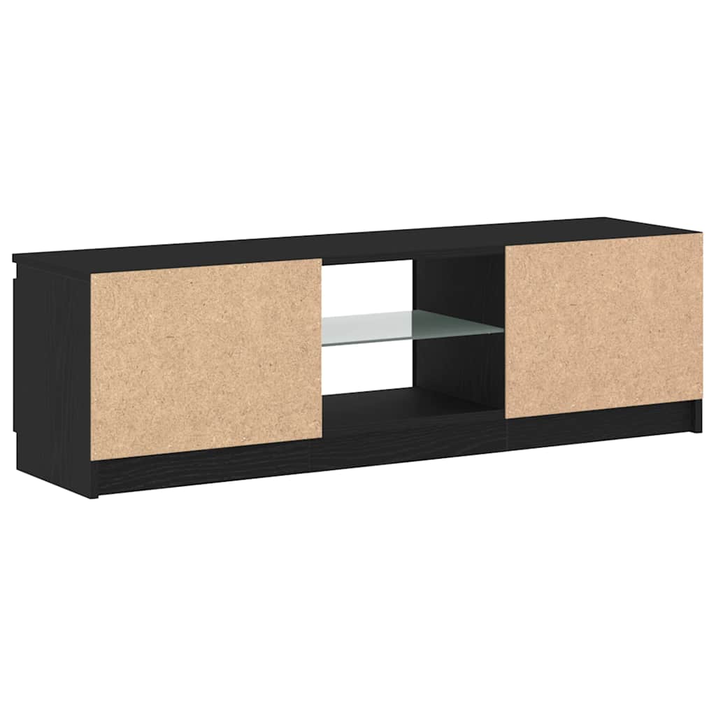 vidaXL Szafka pod TV z oświetleniem LED, czarny dąb, 120x30x36 cm