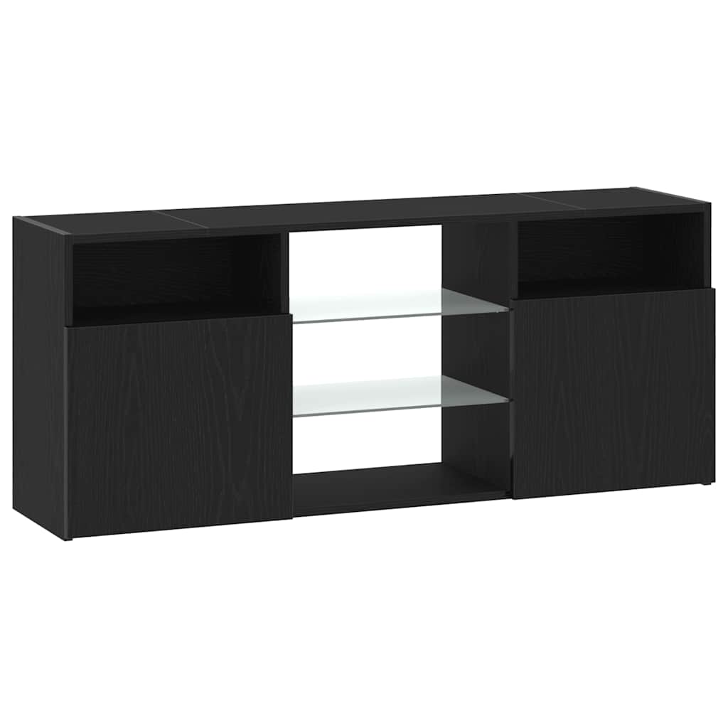vidaXL Szafka pod TV z oświetleniem LED, czarny dąb, 120x30x50 cm