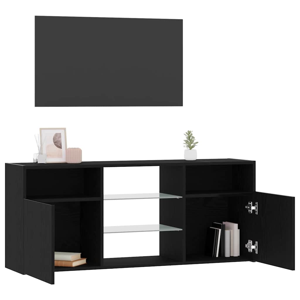 vidaXL Szafka pod TV z oświetleniem LED, czarny dąb, 120x30x50 cm