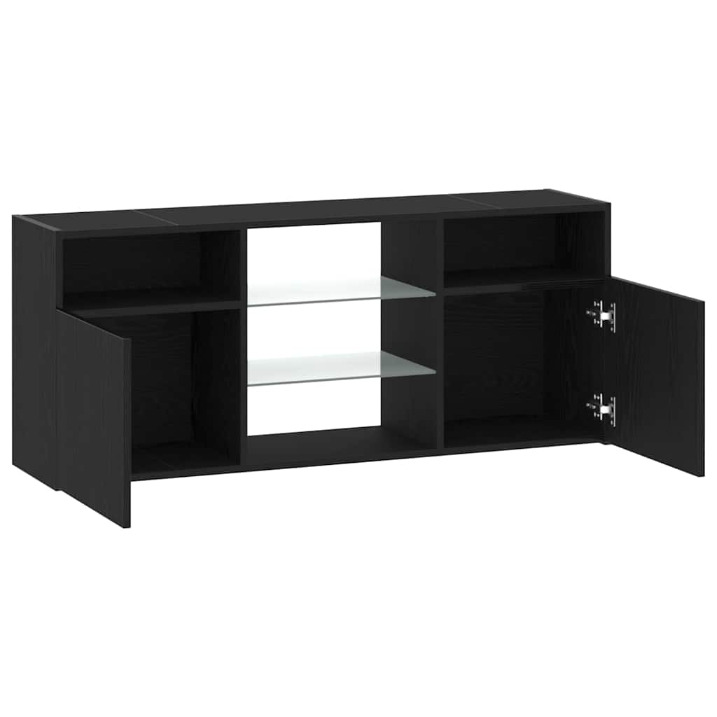 vidaXL Szafka pod TV z oświetleniem LED, czarny dąb, 120x30x50 cm