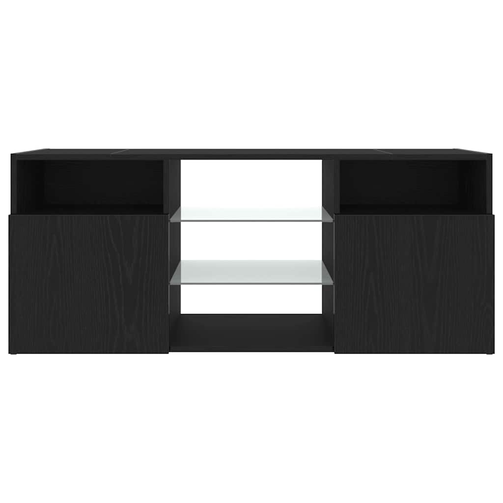 vidaXL Szafka pod TV z oświetleniem LED, czarny dąb, 120x30x50 cm