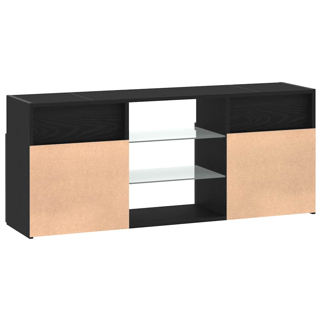 vidaXL Szafka pod TV z oświetleniem LED, czarny dąb, 120x30x50 cm