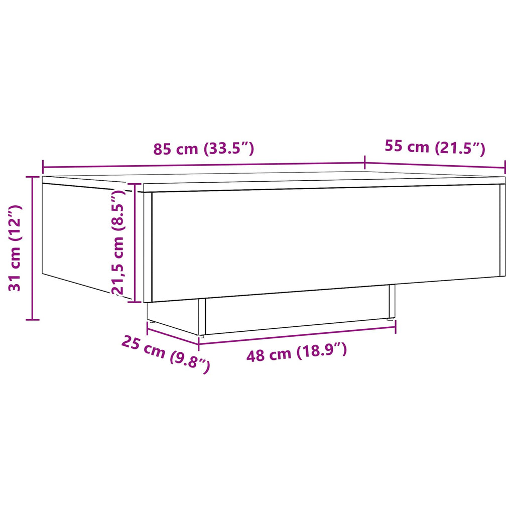 vidaXL Stolik kawowy Czarny Dąb 85 x 55 x 31 cm