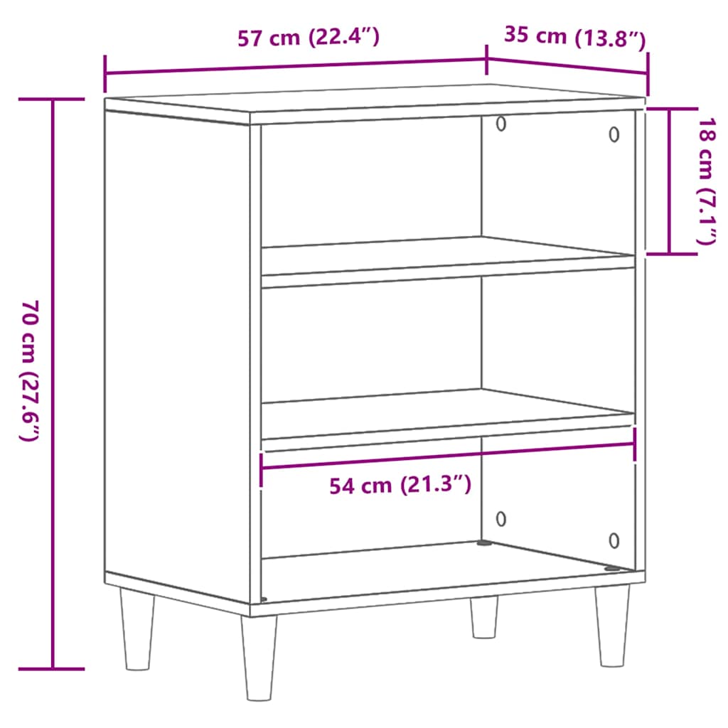 vidaXL Bufet Czarny Dąb 57 x 35 x 70 cm Materiał drewnopochodny