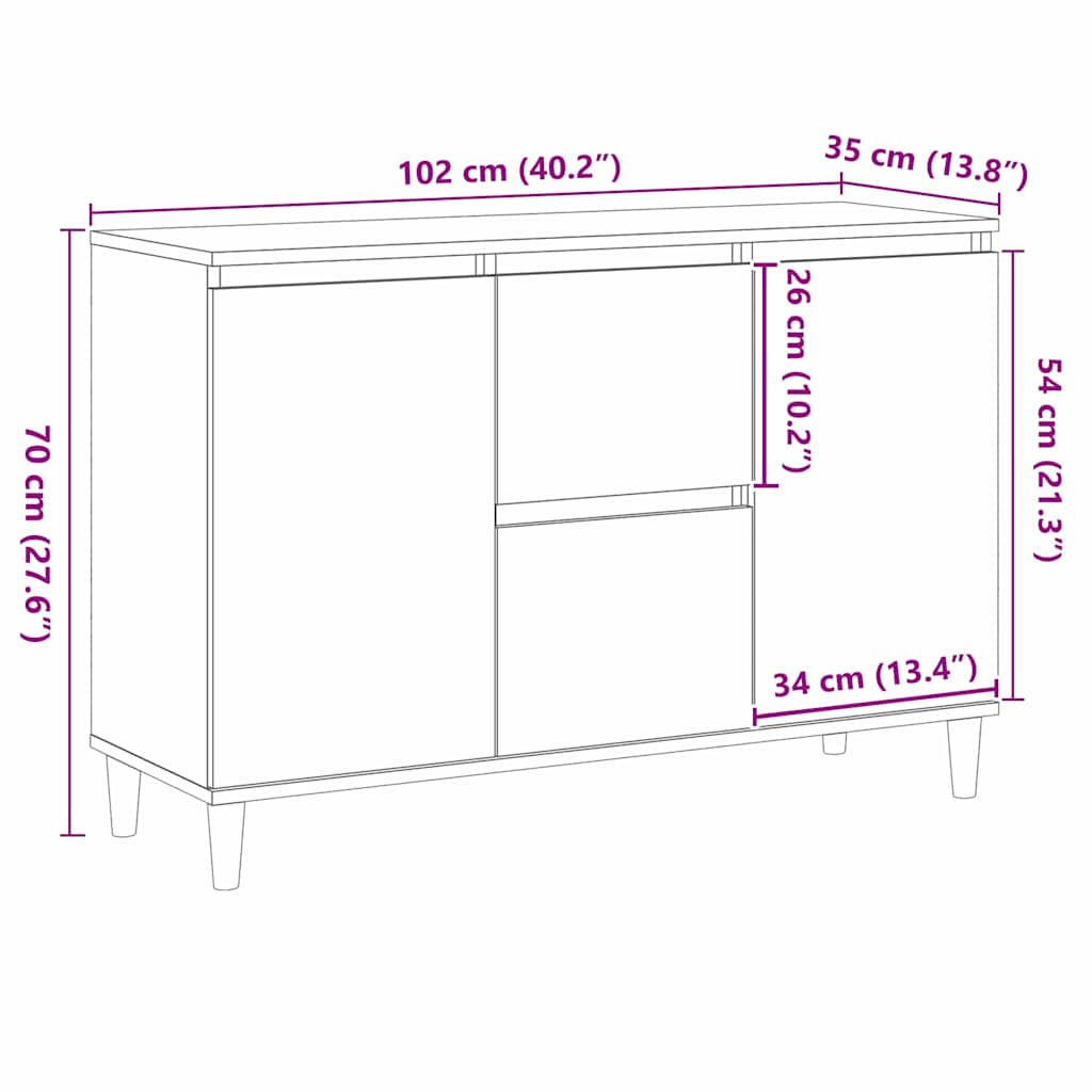 vidaXL Bufet Czarny 102 x 35 x 60 cm Materiał drewnopochodny