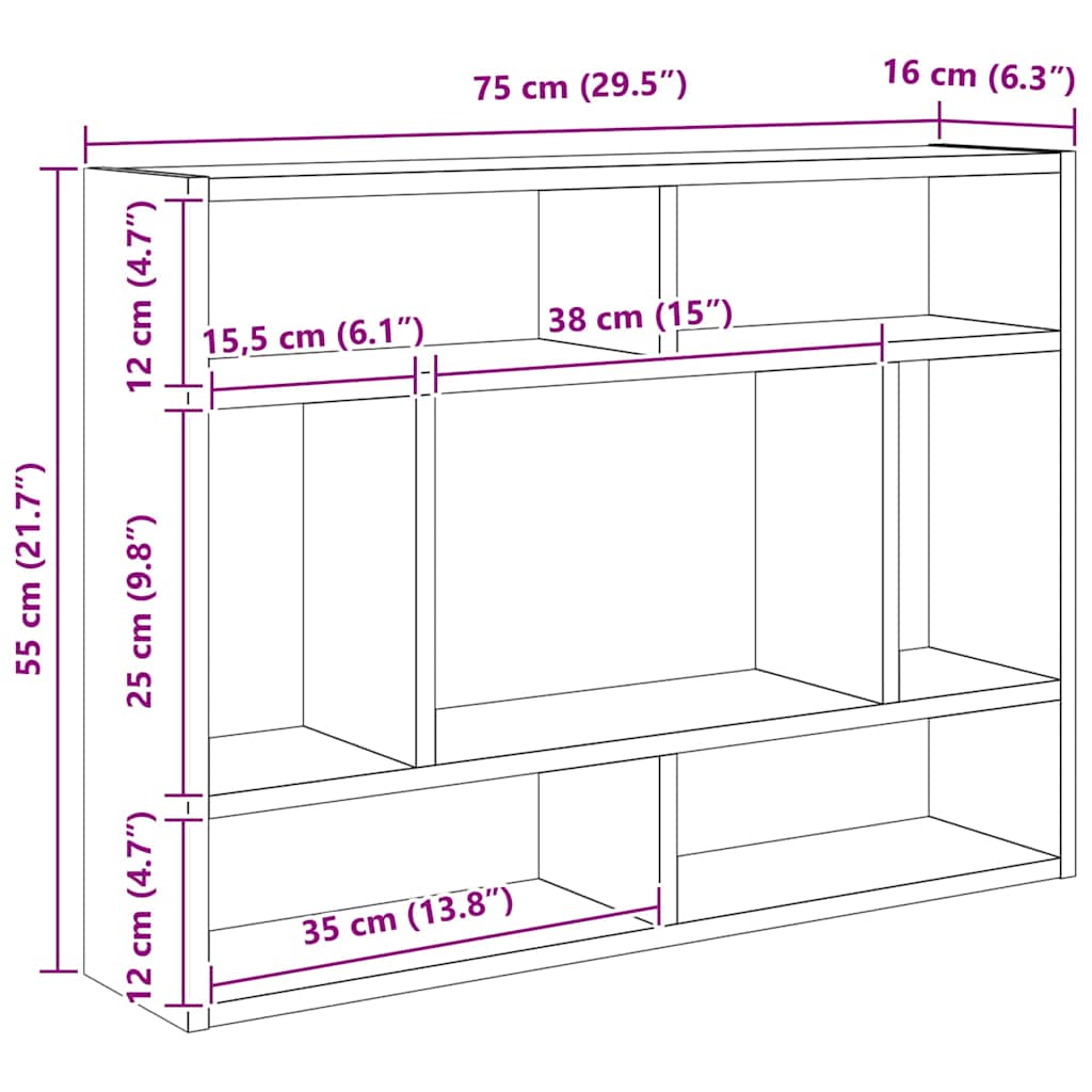 vidaXL Półka ścienna, stare drewno 75x16x55cm, materiał drewnopochodny