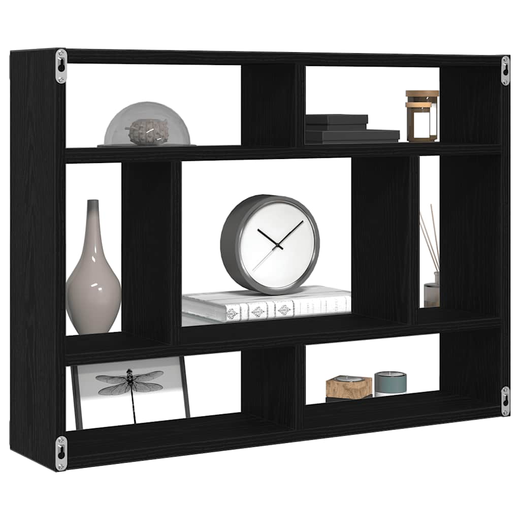 vidaXL Półka ścienna czarny dąb 75x16x55 cm Drewno konstrukcyjne