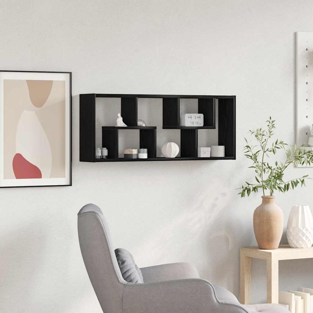 vidaXL Półka ścienna czarny dąb 36x16x90 cm Drewno konstrukcyjne