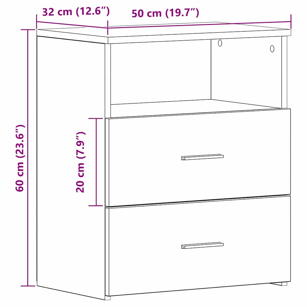 vidaXL Szafka Nocna Czarny Dąb 50 x 32 x 60cm Materiał drewnopochodny