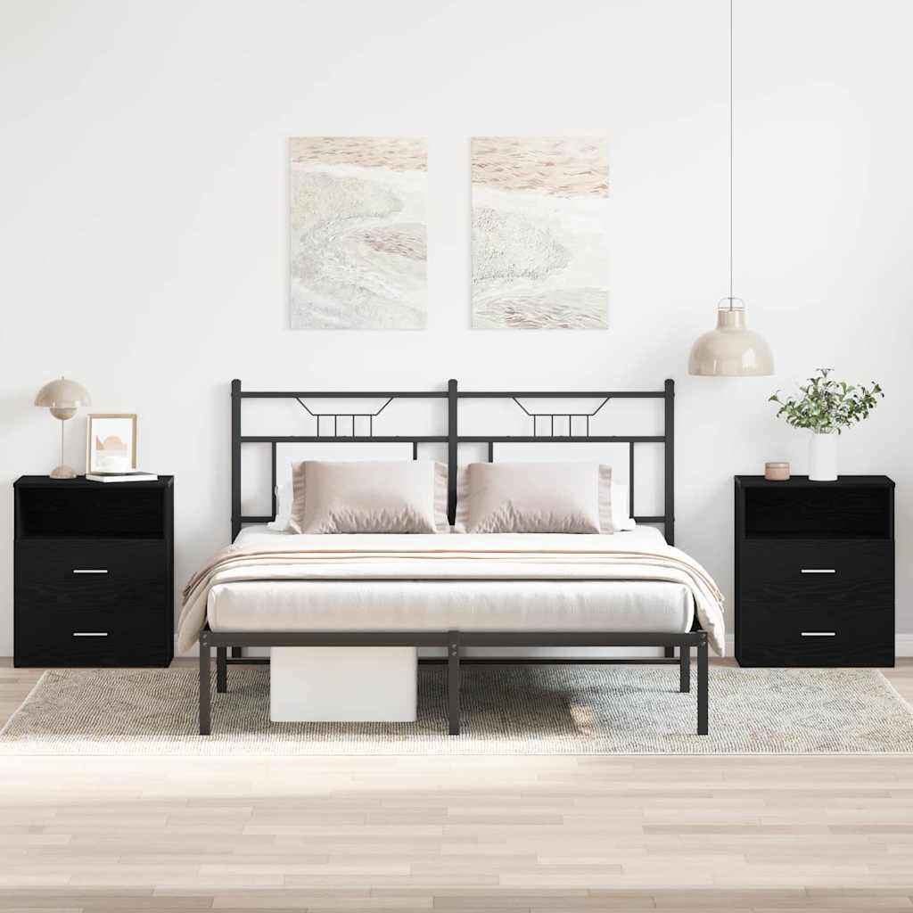 vidaXL Szafka Nocna z szufladą 2 pcs Czarny Dąb 50 x 32 x 60cm