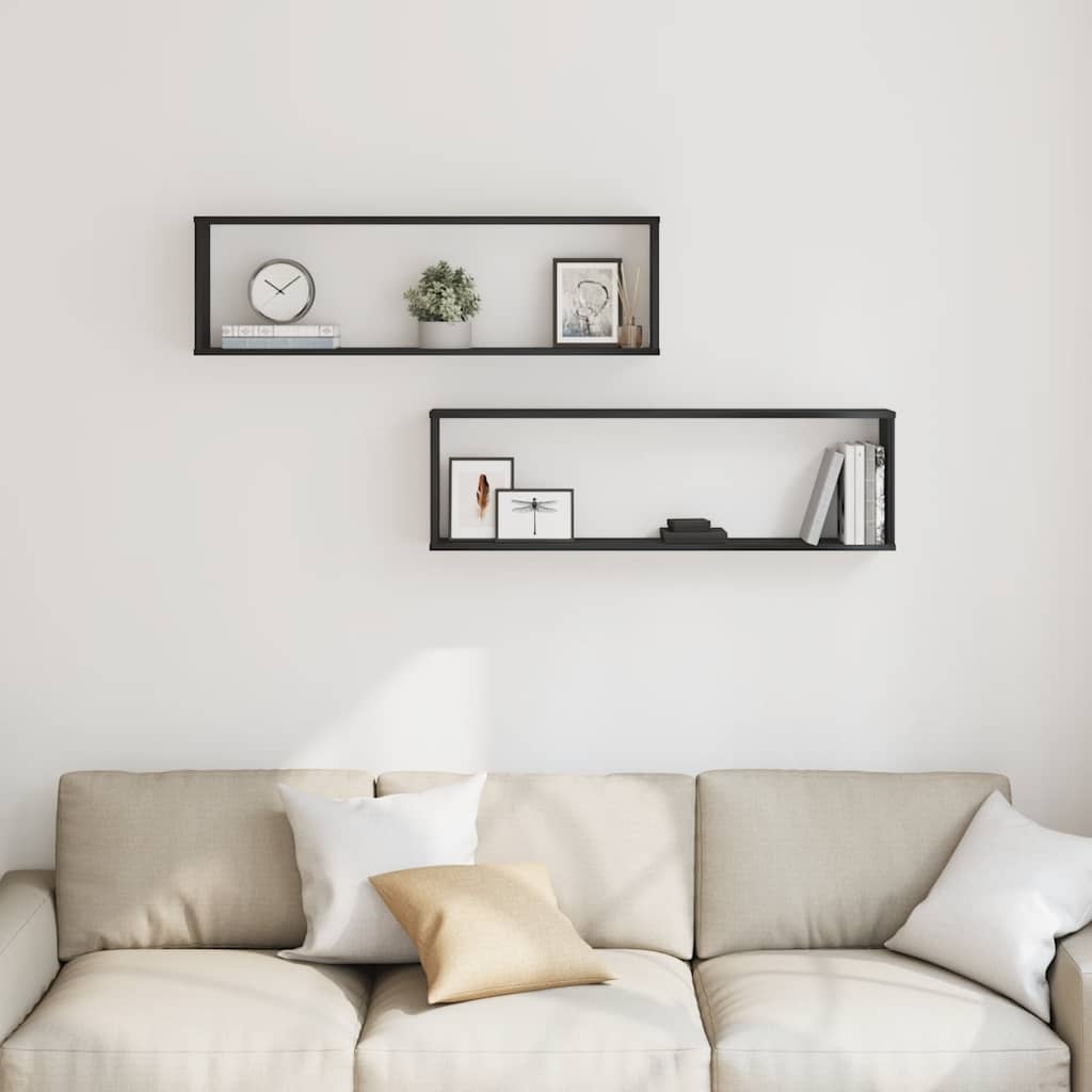 vidaXL Półki ścienne Cube 2 szt. Czarny dąb 100x15x30 cm