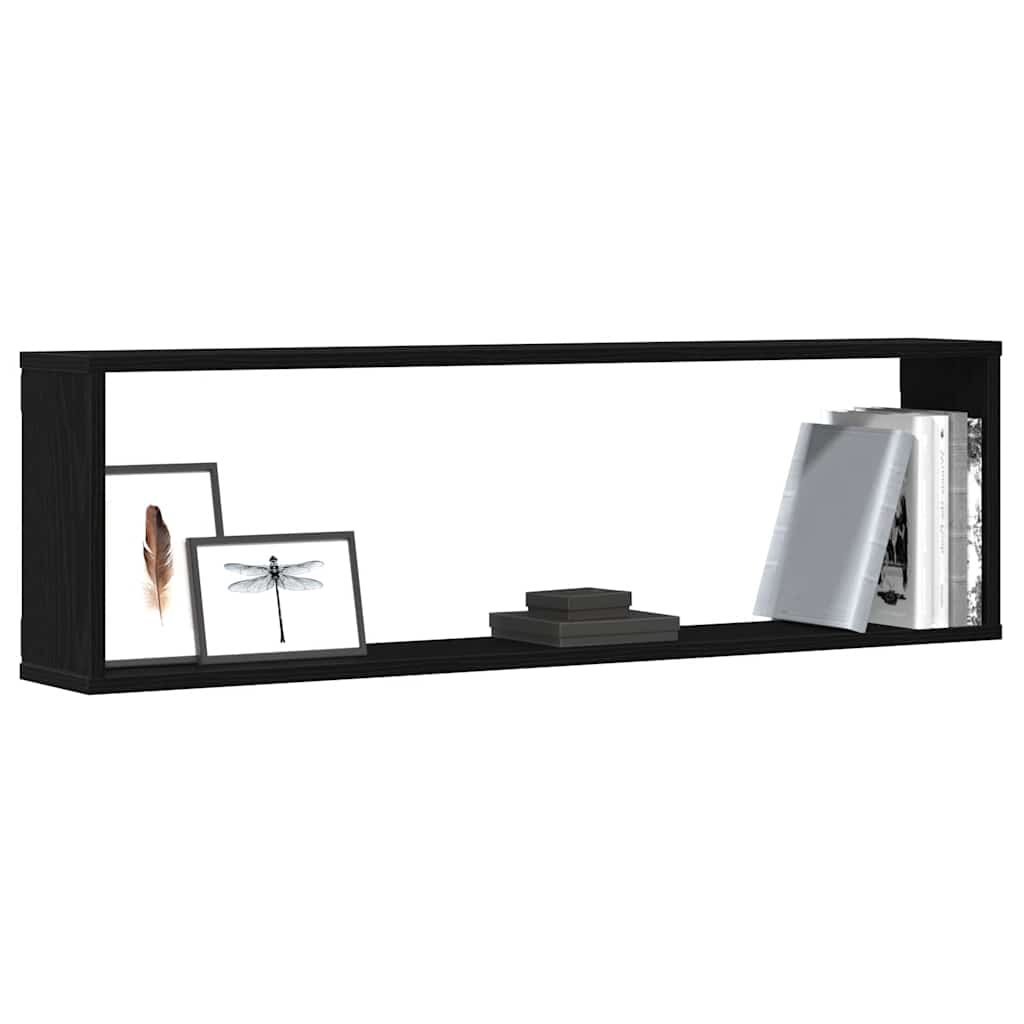 vidaXL Półki ścienne Cube 2 szt. Czarny dąb 100x15x30 cm
