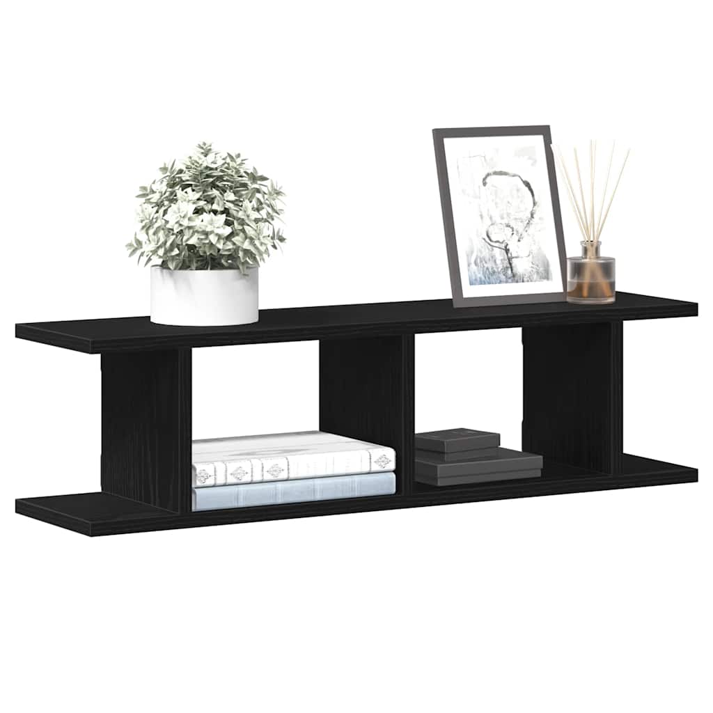 vidaXL Półki ścienne 2 szt. Dąb czarny 75x18x20 cm Drewno klejone