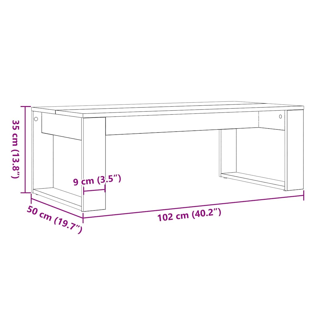 vidaXL Stolik kawowy Czarny Dąb 102 x 50 x 35 cm