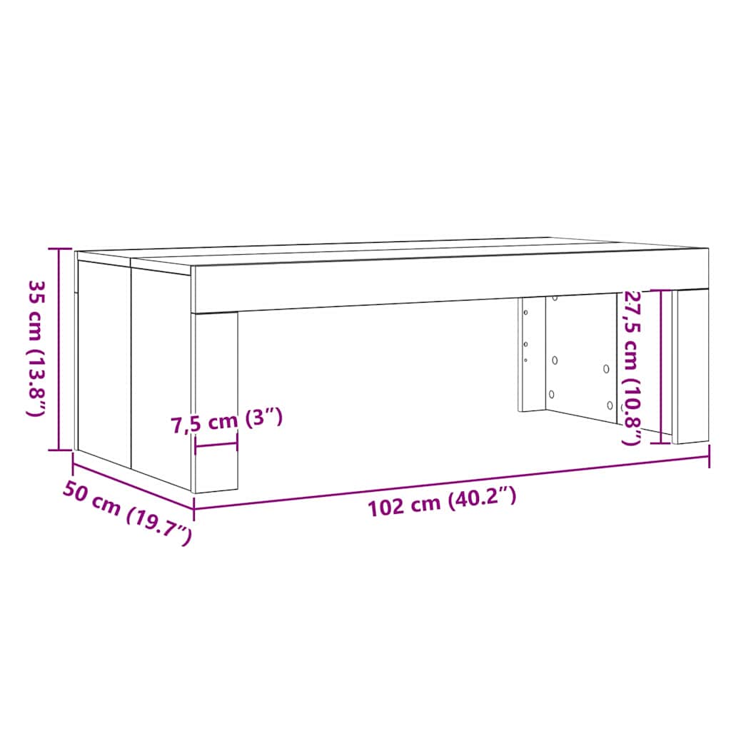vidaXL Stolik kawowy Czarny Dąb 102 x 50 x 35 cm
