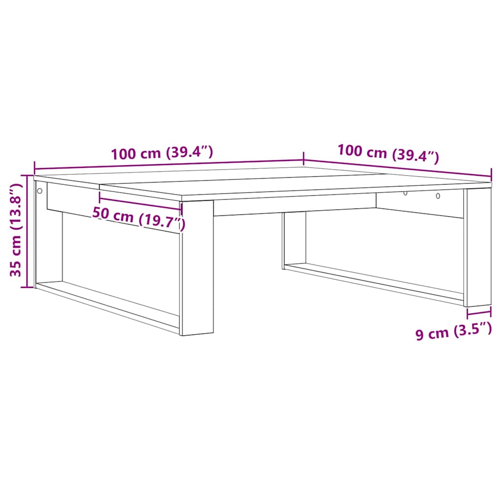 vidaXL Stolik kawowy Czarny Dąb 100 x 100 x 35 cm