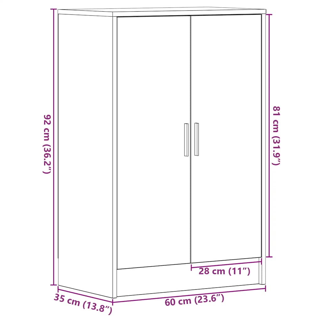 vidaXL Szafka na buty, czarny dąb, 60x35x92 cm materiał drewnopochodny