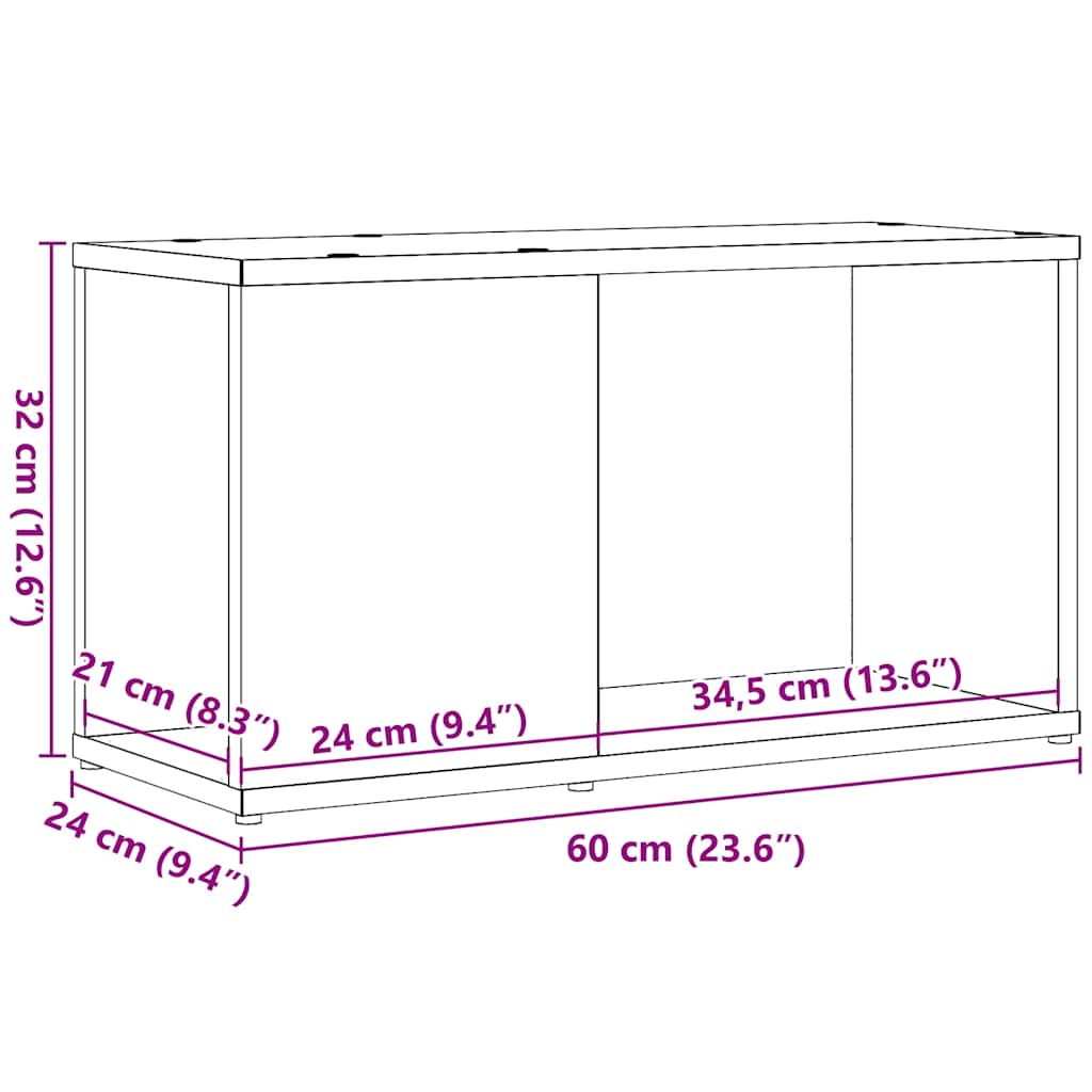 vidaXL Szafka RTV, czarny dąb, 60x24x32 cm, materiał drewnopochodny
