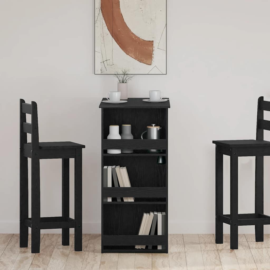 vidaXL Stolik barowy z półkami, czarny dąb, 102x50x103,5 cm