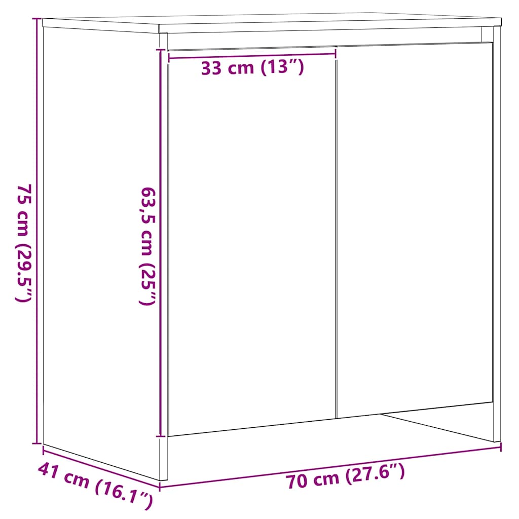 vidaXL Komoda Czarny Dąb 70x41x75 cm Drewno klejone