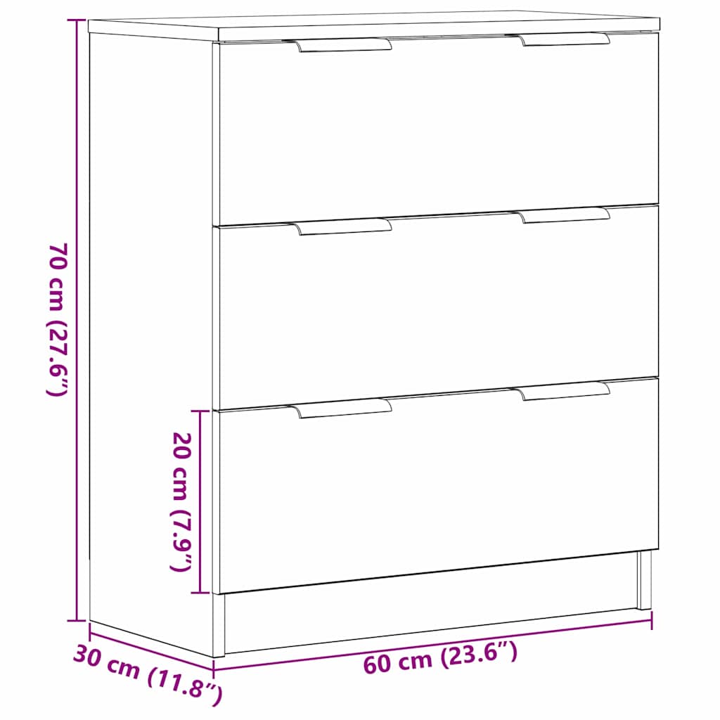 vidaXL Bufet Czarny Dąb 60 x 30 x 70 cm Materiał drewnopochodny