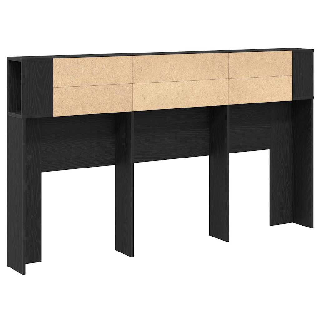 vidaXL Szafka z zagłówkiem z półką Czarny Dąb 180 x 18,5 x 102,5 cm